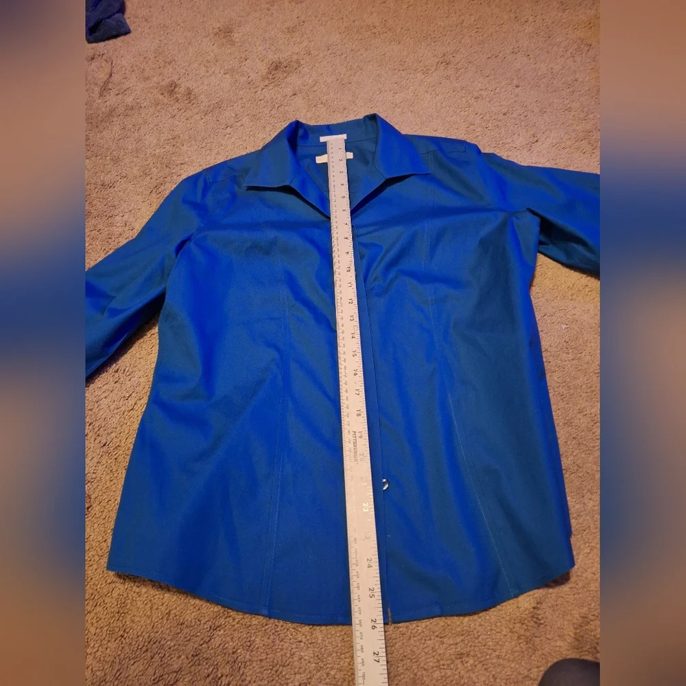 Chico's  Blue Button-Front Blouse / Size 1 ( Medium )